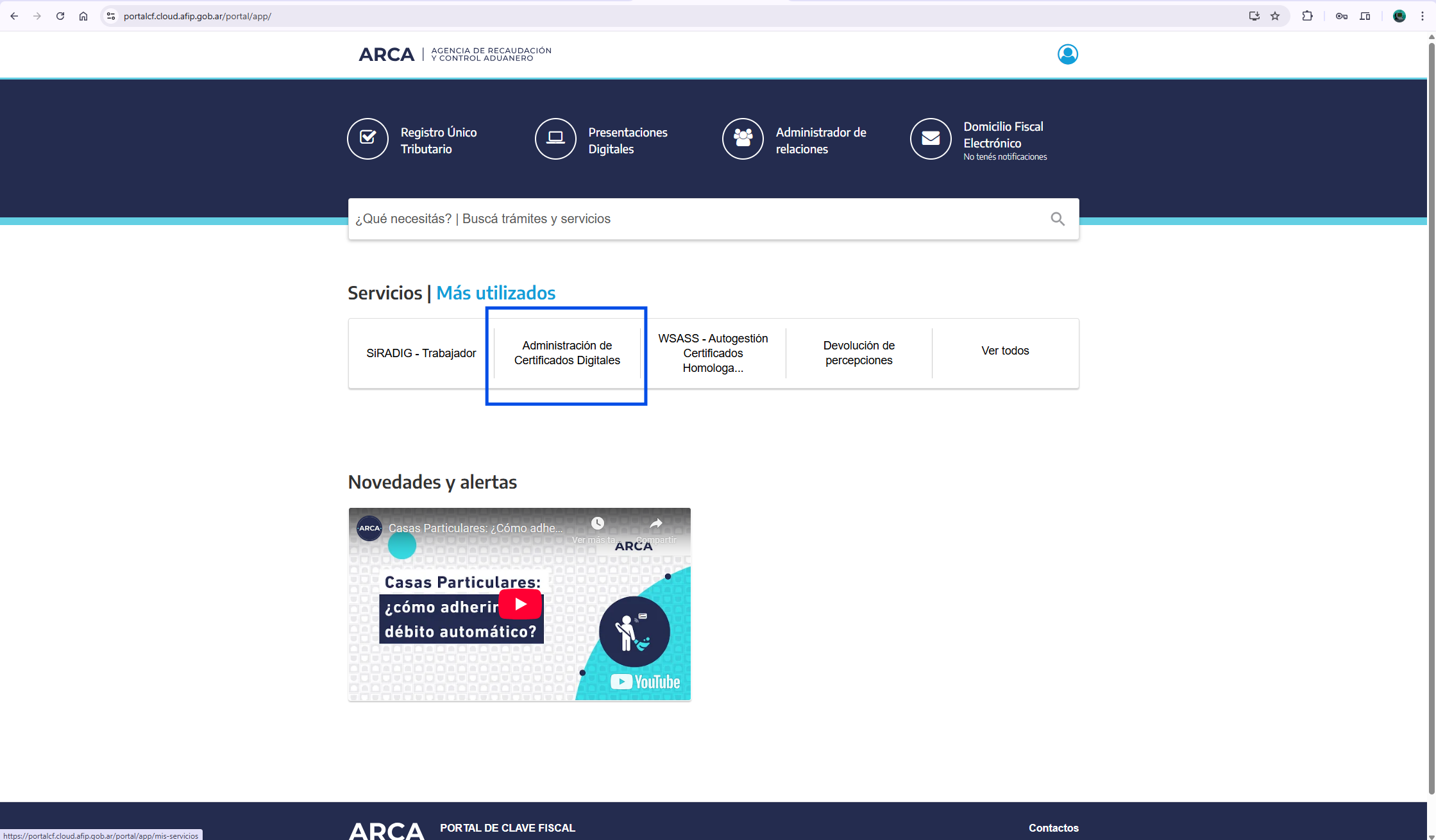 Administrador de certificados digitales