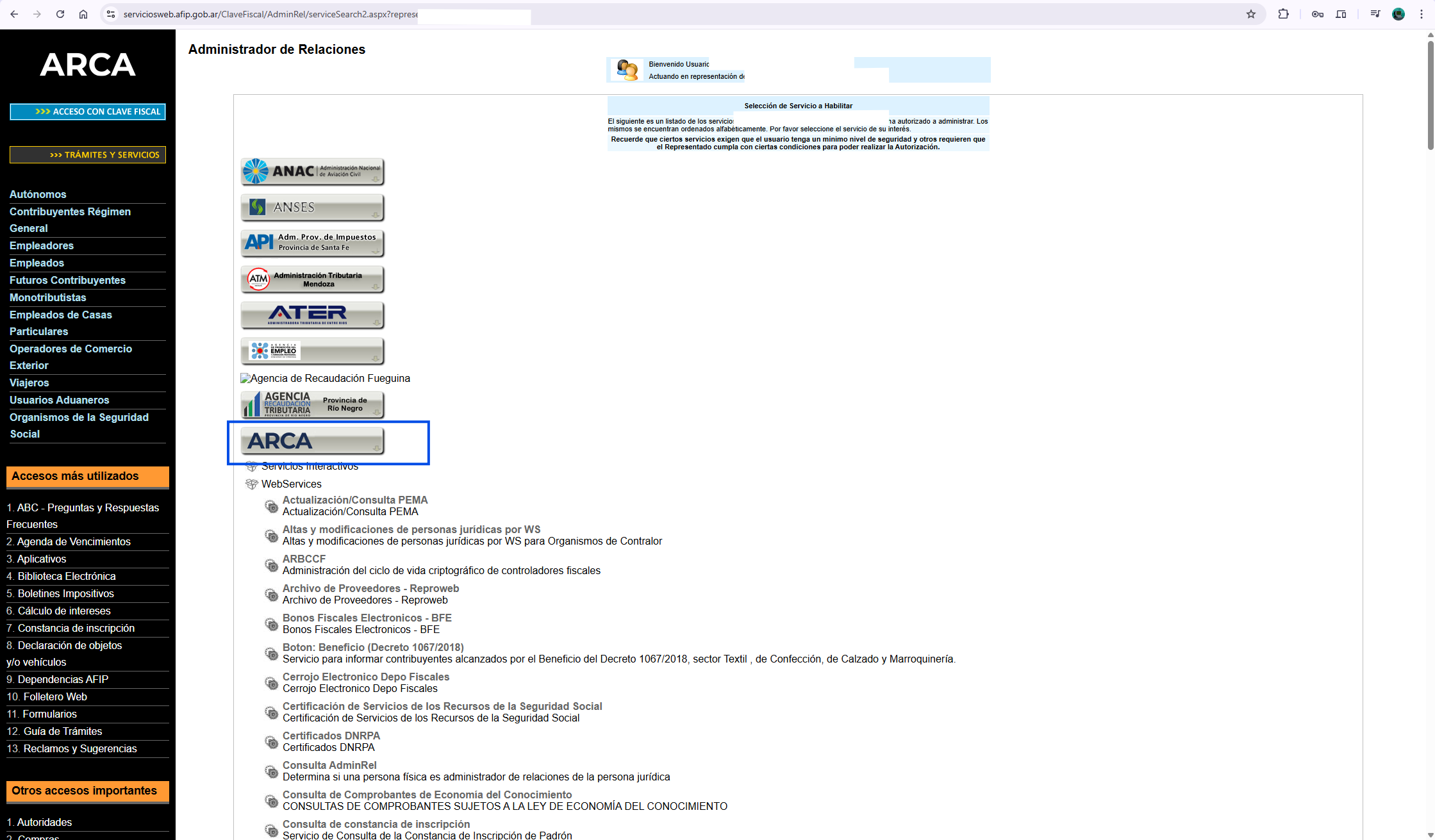 Selección de Web Service